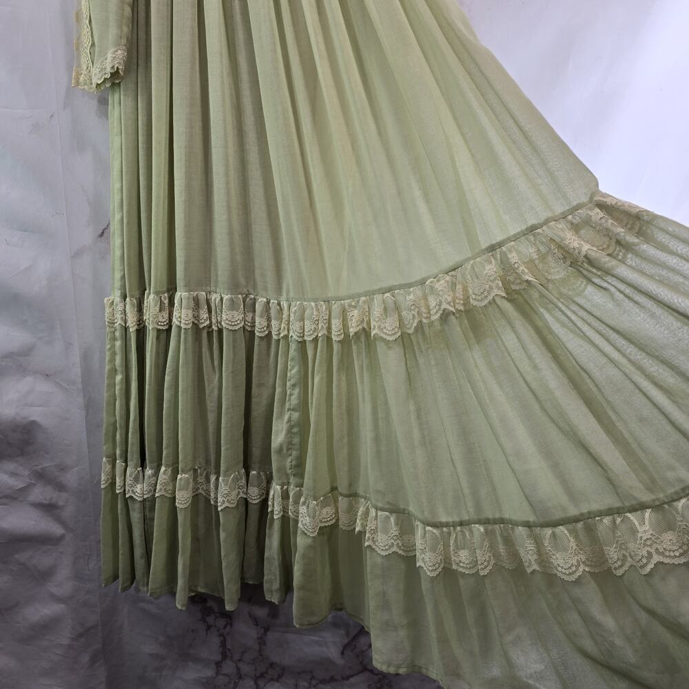Vintage Peasant Dress Women XS Green Prairie Cottagecore Jessica Gunne Sax - Picture 9 of 16